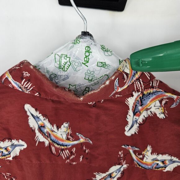 Vintage Reyn Spooner Shirt Mens XL‎ Hawaiian Short Sleeve Marlines AOP Trashed - Picture 8 of 14